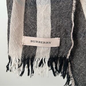 Burberry Linen Check Lightweight Scarf – Taupe/Black/Beige Plaid